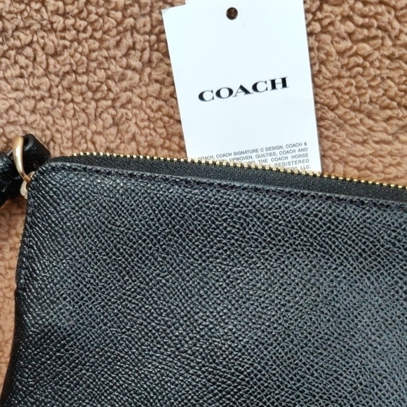 Coach Black Textured Wristlet with Gold Accents - Picture 4 of 4